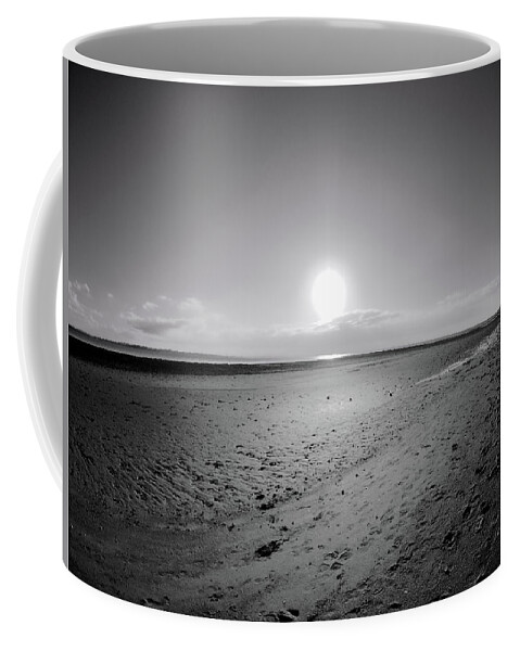Landscape Coffee Mug featuring the photograph sandy walk BnW by Michael Blaine