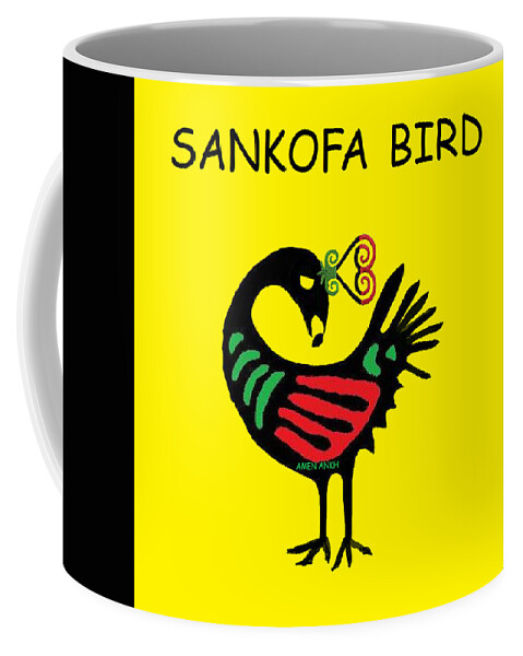 Sankofa Bird Coffee Mug featuring the digital art Sankofa Bird by Adenike AmenRa