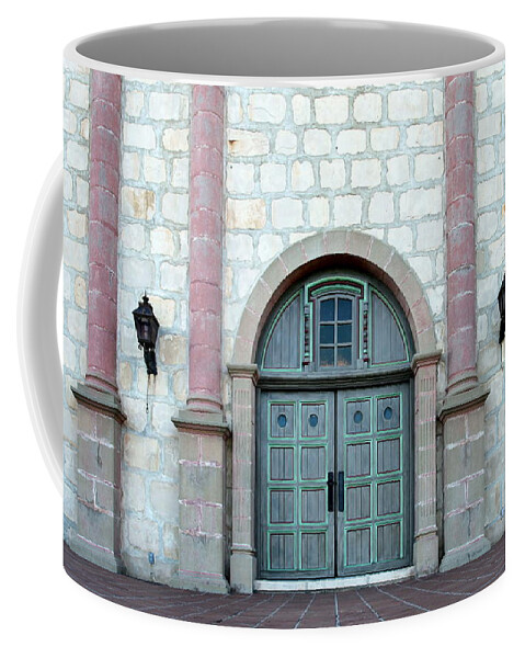 Mission Coffee Mug featuring the photograph Santa Barbar Mission Entrance by Henrik Lehnerer