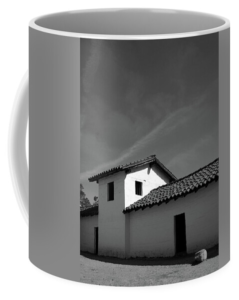 Santa Barbara Coffee Mug featuring the mixed media Santa Barbara Presidio 2- Photograph by Linda Woods by Linda Woods
