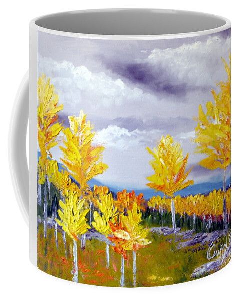 Landscape Coffee Mug featuring the painting Santa Fe Aspens series 3 of 8 by Carl Owen