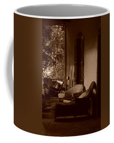 Santa Fe Coffee Mug featuring the photograph Santa Fe porch by Susie Rieple