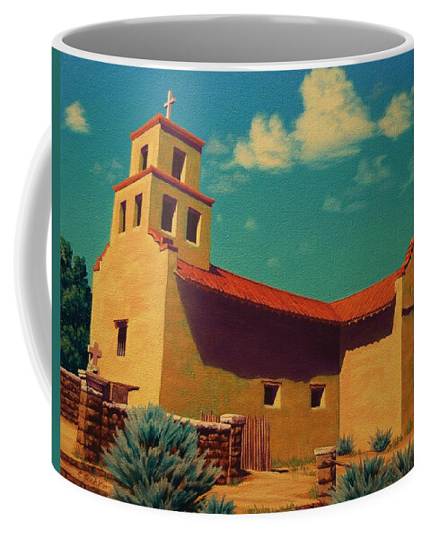 Santa Fe Coffee Mug featuring the painting Santa Fe Tradition by Cheryl Fecht