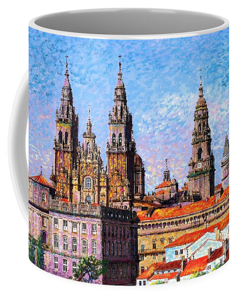 Spain Coffee Mug featuring the painting Santiago de Compostela, cathedral, Spain by Jane Small