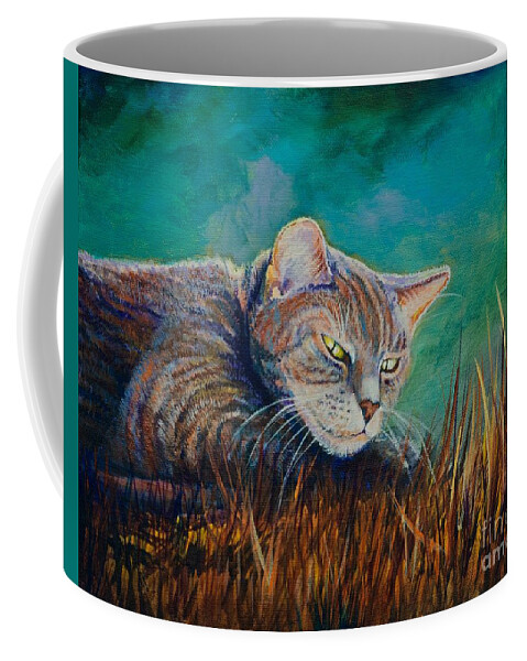 Pretty Coffee Mug featuring the painting Saphira's Lawn by AnnaJo Vahle