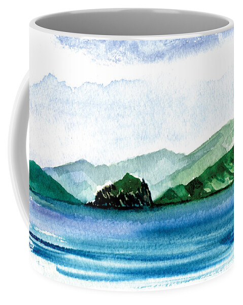 St. Thomas Coffee Mug featuring the painting Sapphire Bay by Paul Gaj