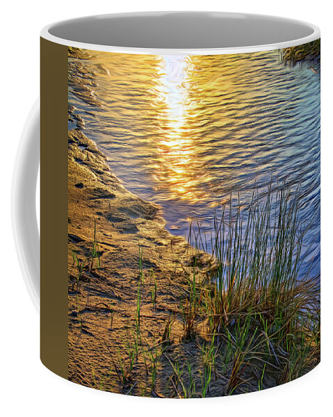 Steve Harrington Coffee Mug featuring the photograph Sauble Beach Sunset - Rivulet And Dune Grass by Steve Harrington