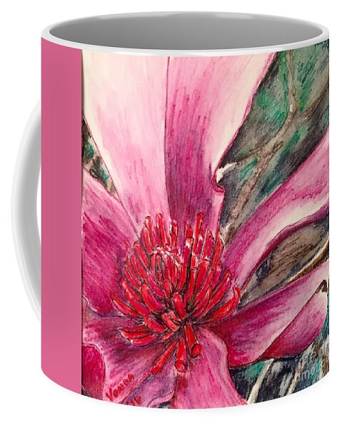 Macro Coffee Mug featuring the drawing Saucy Magnolia by Vonda Lawson-Rosa