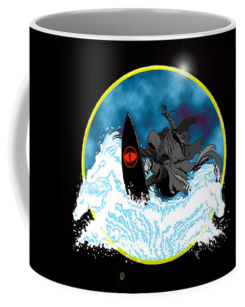 Wraith Coffee Mug featuring the digital art SauRon Jon by Norman Klein