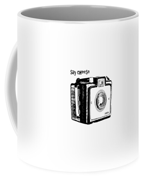 Film Coffee Mug featuring the digital art Say Cheese Old Film Camera Round Circle Blanket Towel by Edward Fielding