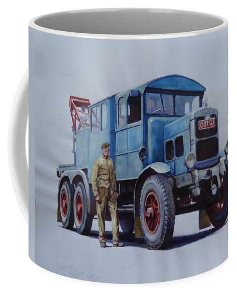 Scammell Coffee Mug featuring the painting Scammell wrecker. by Mike Jeffries