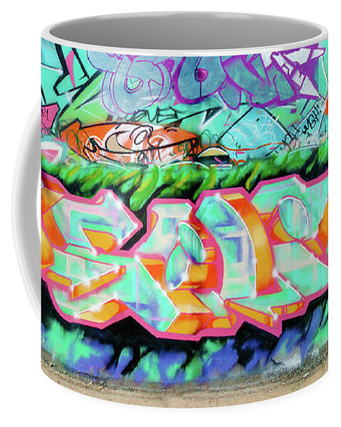 Graffiti Art Coffee Mug featuring the photograph SCAPE, Screaming Creative and Positive Energy, Graffiti Art North 11th Street, San Jose 1990 by Kathy Anselmo