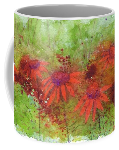  Coffee Mug featuring the painting Scarlet Coneflowers by Barrie Stark