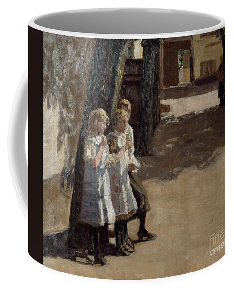 Jens Birkholm Coffee Mug featuring the painting School yard by O Vaering