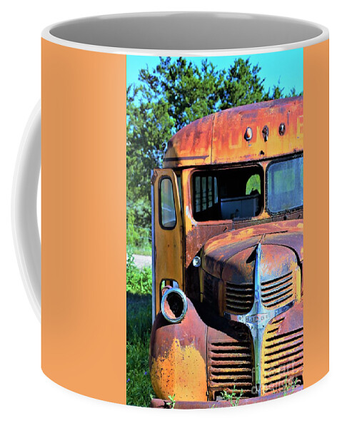 School Bus.old Bus.rusty.home Decor.trees.dodge . Chrome. Coffee Mug featuring the photograph School's Out by Jeff Downs