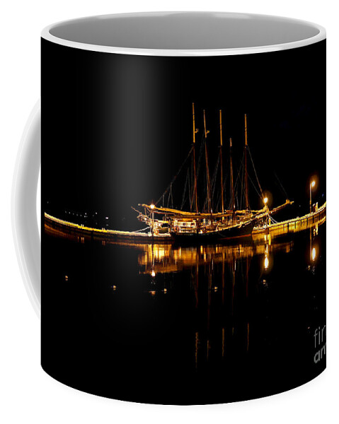 Dock Coffee Mug featuring the photograph Schooners at Dock by Rachel Morrison