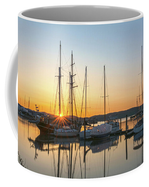 Dawn Coffee Mug featuring the photograph Schooners Sunburst by Angelo Marcialis
