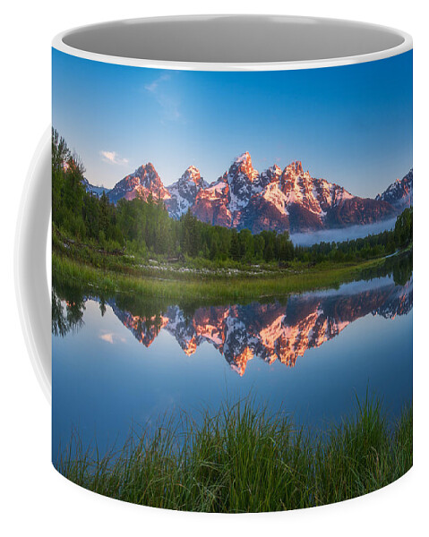 Sunrise Coffee Mug featuring the photograph Schwabacher Alpenglow by Darren White