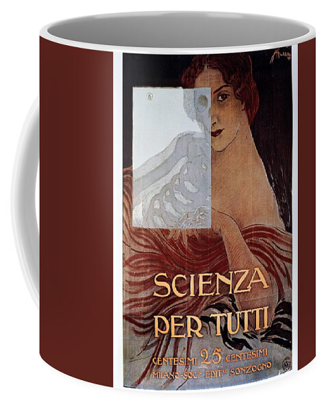 Vintage Coffee Mug featuring the mixed media Scienza Per Tutti - Science for Everyone - Vintage Advertising Poster by Studio Grafiikka