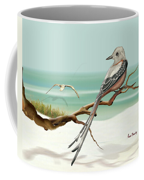 Bird Coffee Mug featuring the painting Scissor Tailed Flycatcher by Anne Beverley-Stamps