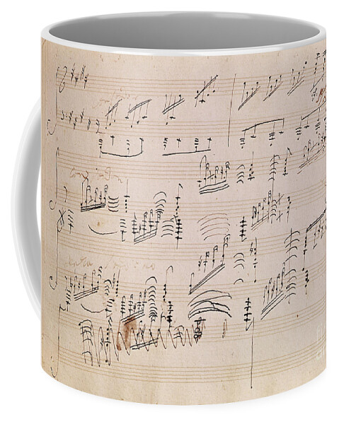 Score Coffee Mug featuring the drawing Score sheet of Moonlight Sonata by Ludwig van Beethoven