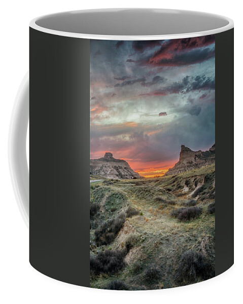 Scotts Bluff Coffee Mug featuring the photograph Scotts Bluff Sunset by Susan Rissi Tregoning