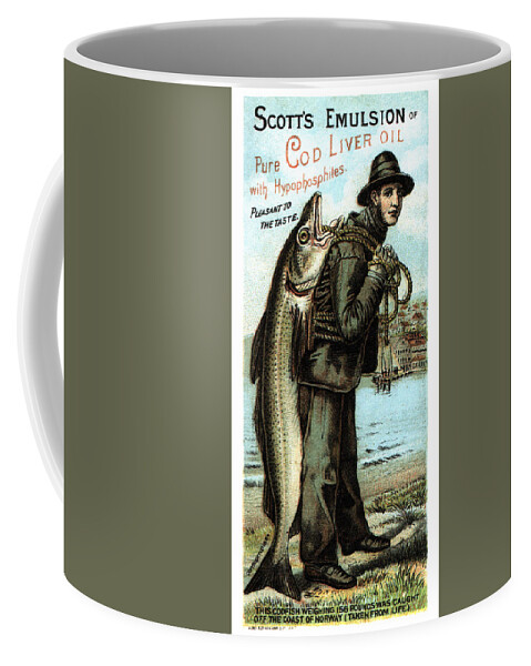 Vintage Coffee Mug featuring the mixed media Scott's Emulsion of Pure Cod Liver Oil - Vintage Advertising Poster by Studio Grafiikka
