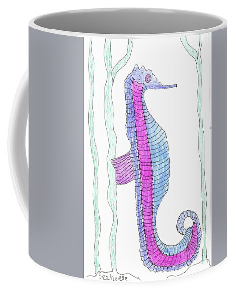 Sea Horse Coffee Mug featuring the painting Sea Horse by Helen Holden-Gladsky