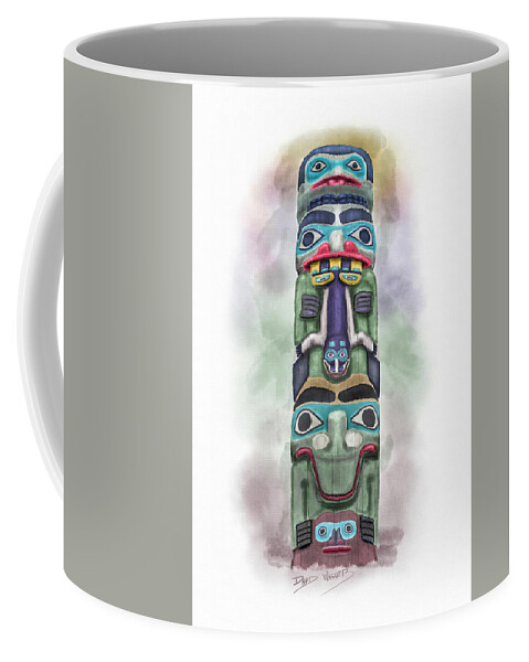  Sea Monster Pole Coffee Mug featuring the painting Sea Monster Pole by David Wagner