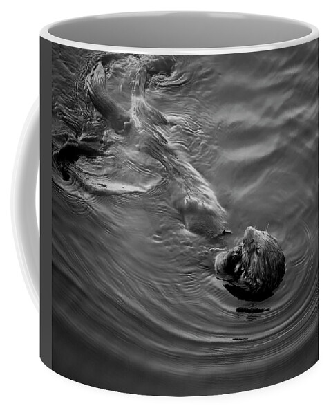 Sea Otter Coffee Mug featuring the photograph Sea Otter III BW by David Gordon