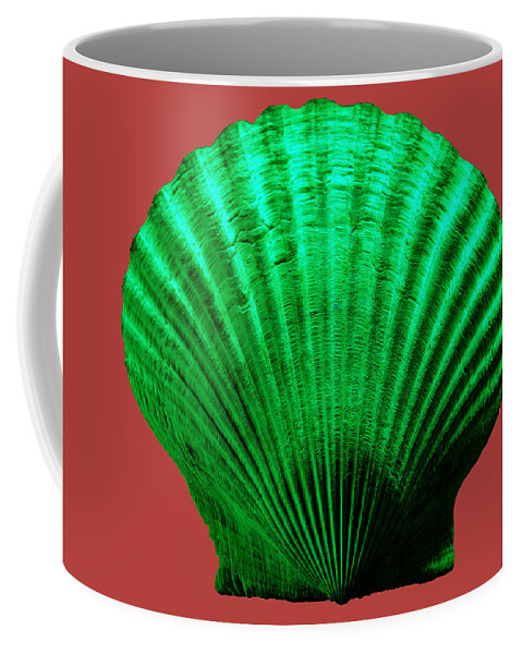 Sea Coffee Mug featuring the photograph Sea Shell-Green-red by WAZgriffin Digital