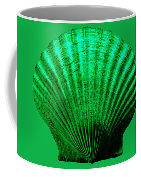 Sea Coffee Mug featuring the photograph Sea Shell -Green by WAZgriffin Digital