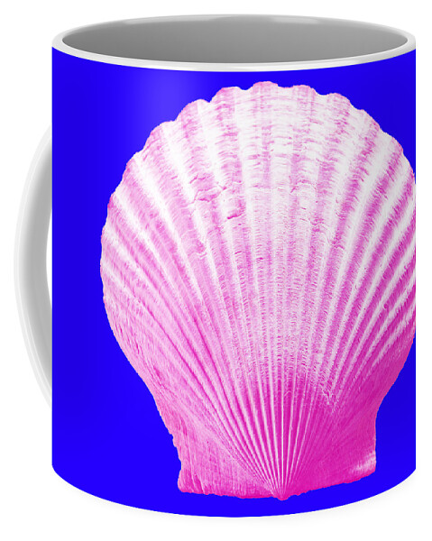 Sea Coffee Mug featuring the photograph Sea Shell- pink on blue by WAZgriffin Digital
