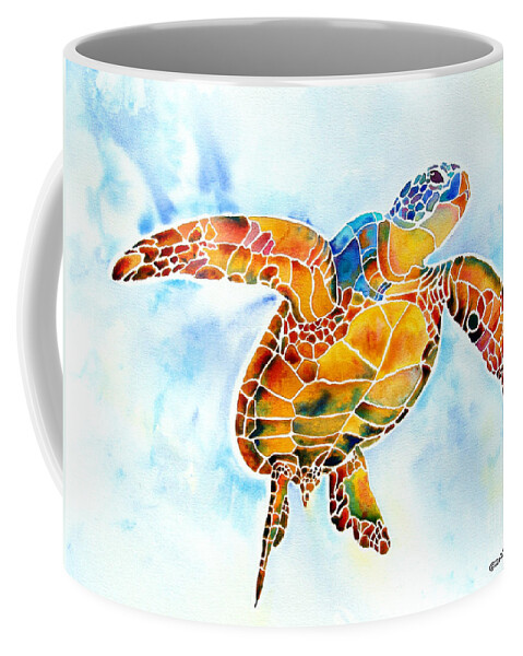 Sea Turtle Coffee Mug featuring the painting Sea Turtle Gentle Giant by Jo Lynch