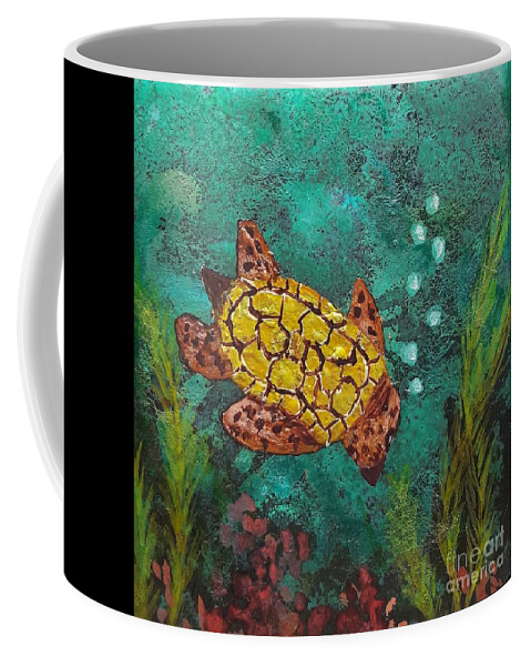 Alcohol Coffee Mug featuring the painting Sea Turtle by Terri Mills