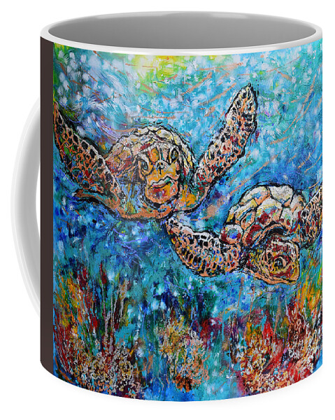 Marin Animals Coffee Mug featuring the painting Sea Turtles by Jyotika Shroff