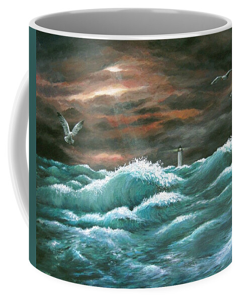 Sea Coffee Mug featuring the painting Sea View 256 by Lucie Dumas
