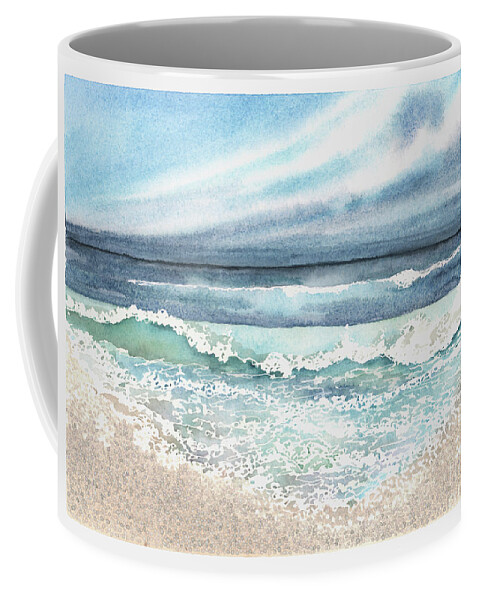 Ocean Coffee Mug featuring the painting Seafoam Lace by Hilda Wagner