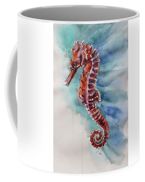 Beach Coffee Mug featuring the painting Seahorse 2 by Tracy Male