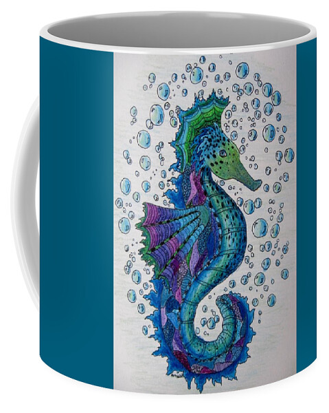 Sea Horses Coffee Mug featuring the drawing Seahorse 6 by Megan Walsh