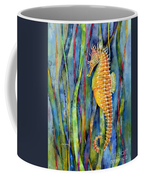 Seahorse Coffee Mug featuring the painting Seahorse by Hailey E Herrera