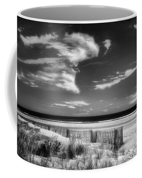 Seascape In Black And White Coffee Mug featuring the photograph Seascape in Black and White by Carolyn Derstine