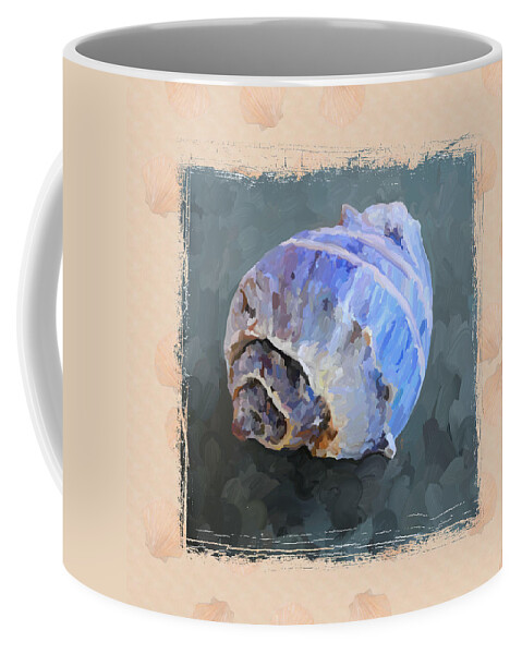 Sea Shell Coffee Mug featuring the painting SeaShell III Grunge with Border by Jai Johnson