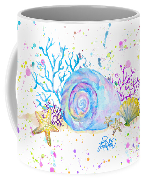 Seashells Coffee Mug featuring the painting Seashells and Coral Watercolor by Jan Marvin