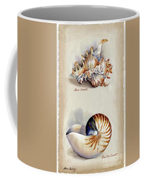 Seashells Coffee Mug featuring the photograph Seashells Murex and Nautilus by Maria Rabinky