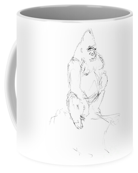 Adam Long Coffee Mug featuring the drawing Seated Gorilla Sketch by Adam Long