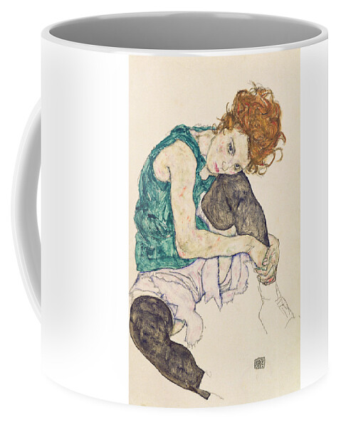Seated Woman with Bent Knee Egon Schiele Ideal Gift Coffee/Tea Mug Fine Art Mug/Cup