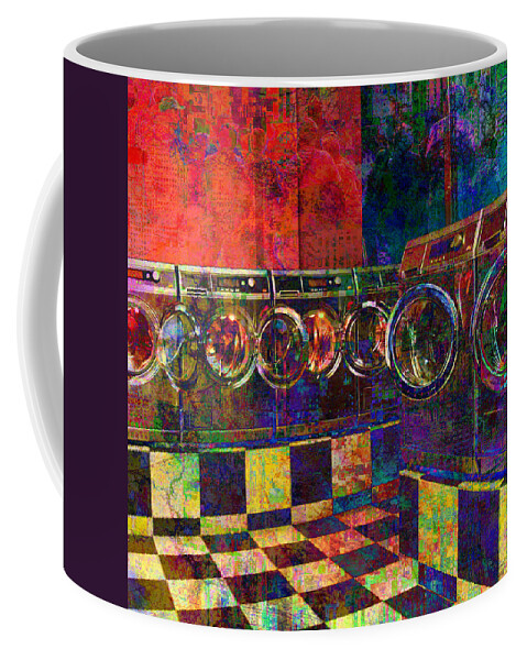 Laundry Coffee Mug featuring the digital art Secret Life of Laundromats by Barbara Berney