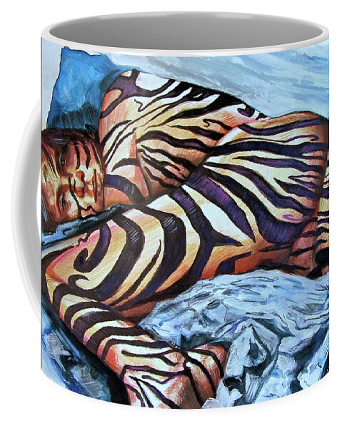 Seductive Boy Coffee Mug featuring the painting Seduction of Stripes by Rene Capone