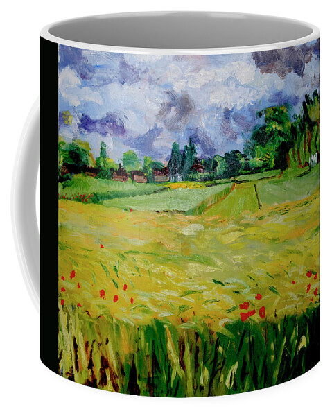 Seed Trials Coffee Mug featuring the painting Seed trials in Fowlmere by Peregrine Roskilly